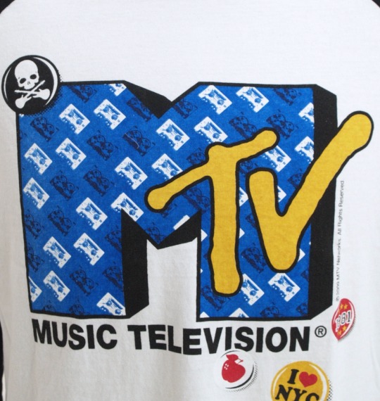 MUSIC TELEVISION ラグランTシャツ ホワイト×ブラック