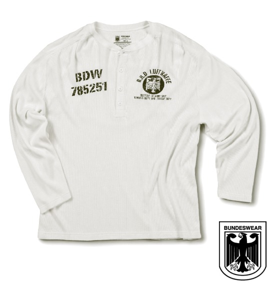 BUNDESWEAR ワッフルヘンリーTシャツ アイボリー