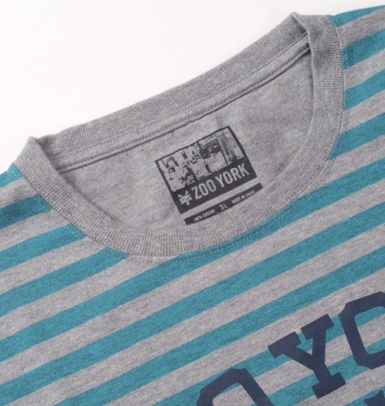 ZOO YORK ボーダーTシャツ ターコイズ×モクグレー