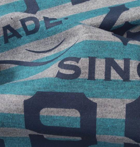 ZOO YORK ボーダーTシャツ ターコイズ×モクグレー