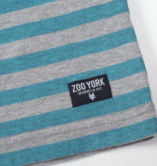 ZOO YORK ボーダーTシャツ ターコイズ×モクグレー