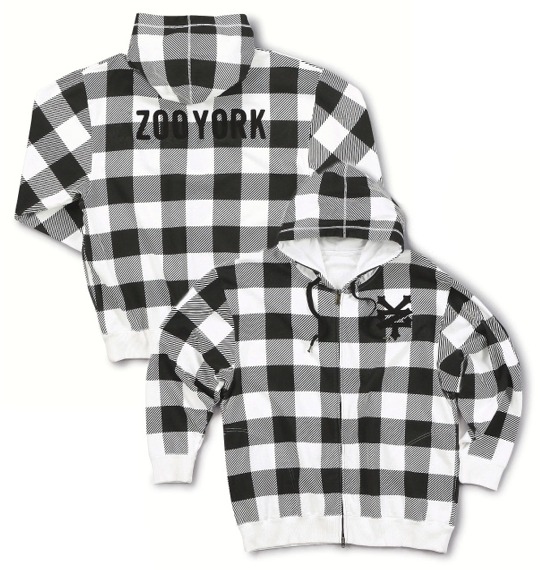 ZOO YORK フルジップパーカー ホワイト×ブラック