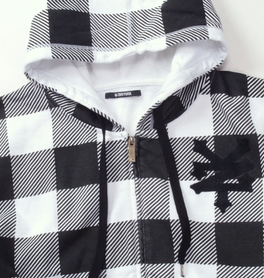 ZOO YORK フルジップパーカー ホワイト×ブラック