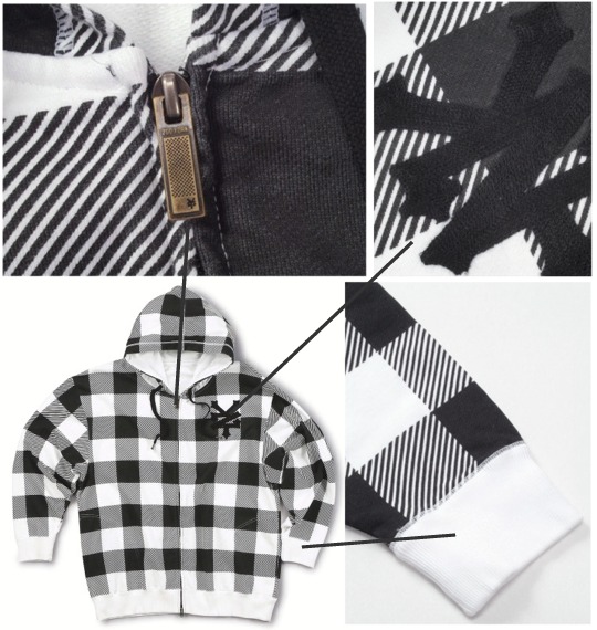 ZOO YORK フルジップパーカー ホワイト×ブラック