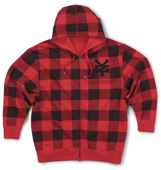 ZOO YORK フルジップパーカー レッド×ブラック