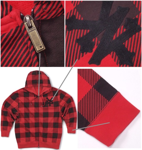 ZOO YORK フルジップパーカー レッド×ブラック