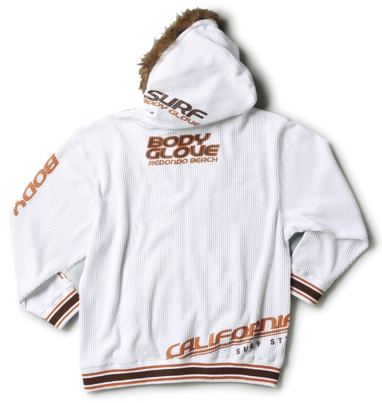 BODY GLOVE ファー付ワッフルパーカー ホワイト