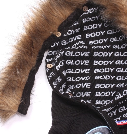 BODY GLOVE ファー付ワッフルパーカー ブラック