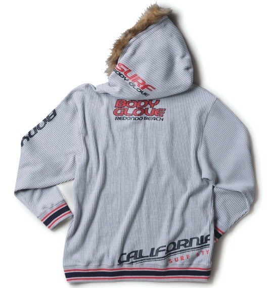 BODY GLOVE ファー付ワッフルパーカー モクグレー