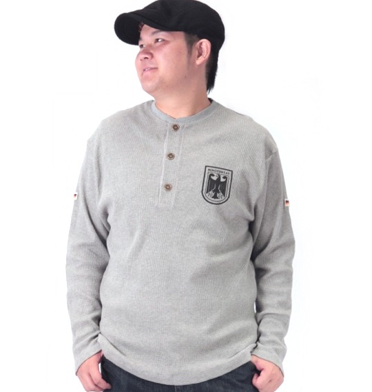 BUNDESWEAR ワッフルヘンリーTシャツ モクグレー