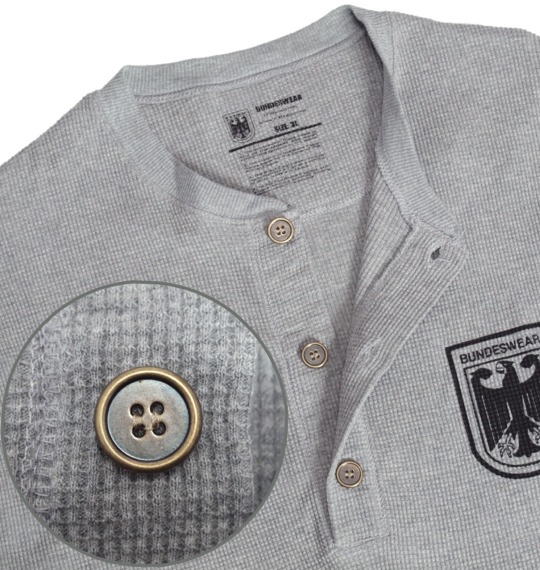 BUNDESWEAR ワッフルヘンリーTシャツ モクグレー