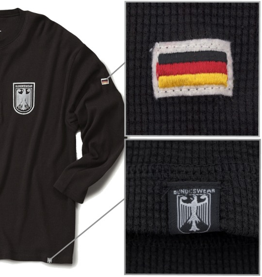 BUNDESWEAR ワッフルヘンリーTシャツ ブラック