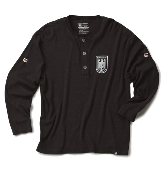 BUNDESWEAR ワッフルヘンリーTシャツ ブラック