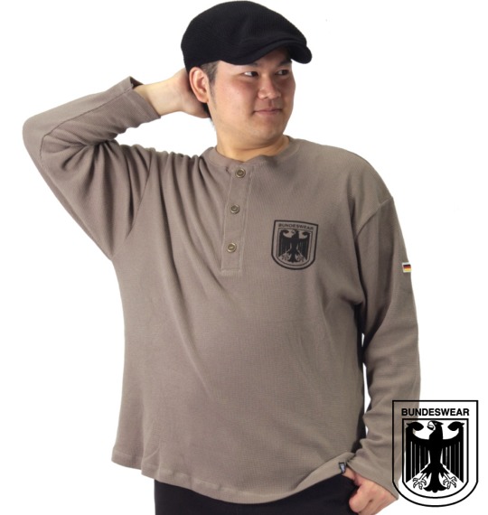 BUNDESWEAR ワッフルヘンリーTシャツ モカ
