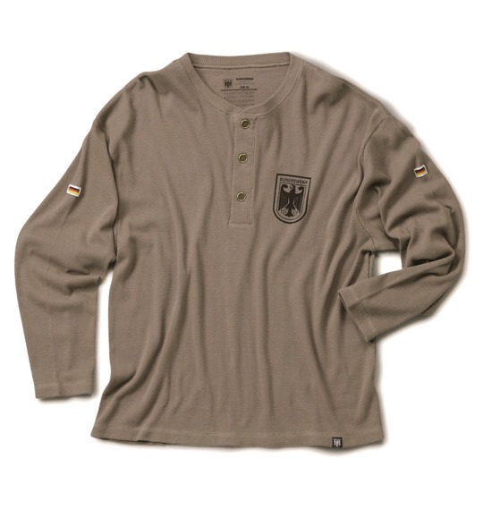 BUNDESWEAR ワッフルヘンリーTシャツ モカ