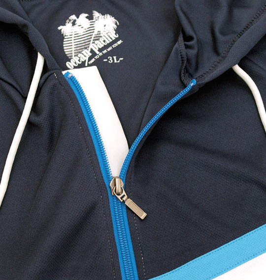 OCEAN PACIFIC ジップパーカーラッシュガード ホワイト×ネイビー
