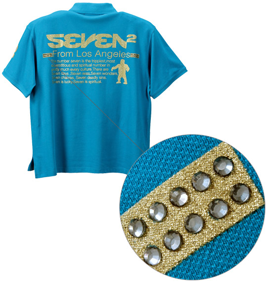 SEVEN2 鹿の子半袖ポロシャツ ターコイズ