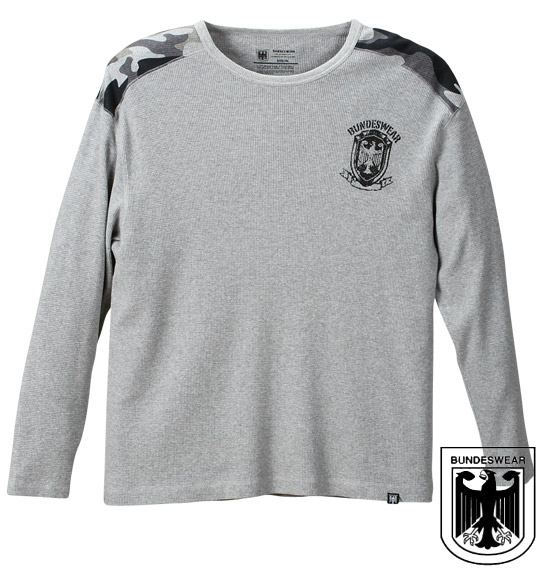 BUNDESWEAR ワッフル迷彩切替Tシャツ モクグレー