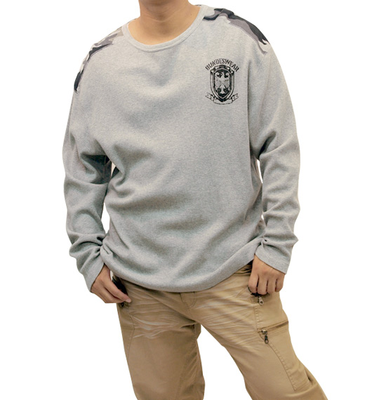 BUNDESWEAR ワッフル迷彩切替Tシャツ モクグレー