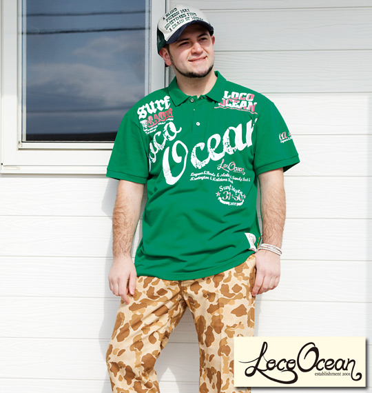 LOCO OCEAN 半袖ポロシャツ グリーン