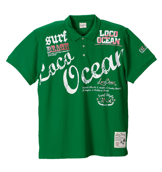 LOCO OCEAN 半袖ポロシャツ グリーン