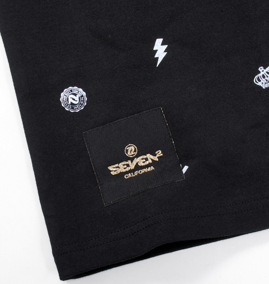 SEVEN2 総柄プリント半袖Tシャツ ブラック