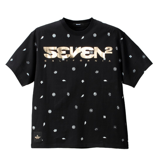 SEVEN2 総柄プリント半袖Tシャツ ブラック