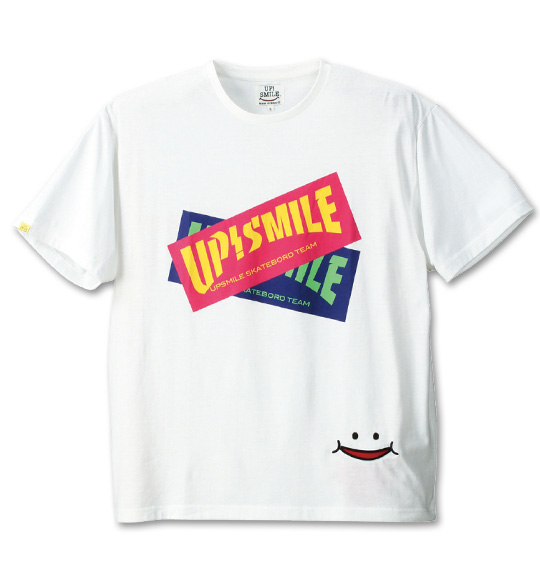 UP!SMILE 重ねボックスロゴ半袖Tシャツ ホワイト