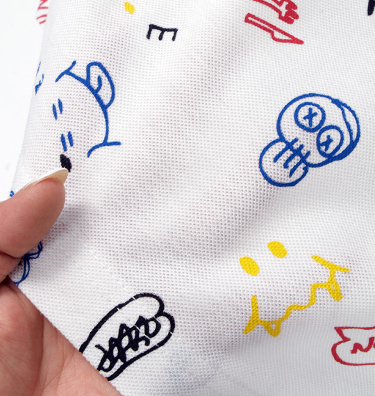 UP!SMILE 総柄落書きプリント半袖ポロシャツ ホワイト