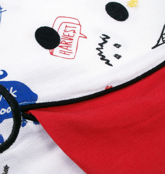 UP!SMILE 総柄落書きプリント半袖ポロシャツ ホワイト