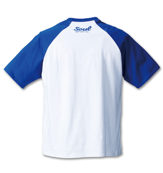 SOUL SPORTS×新日本プロレス ラグラン半袖Tシャツ ホワイト×ブルー