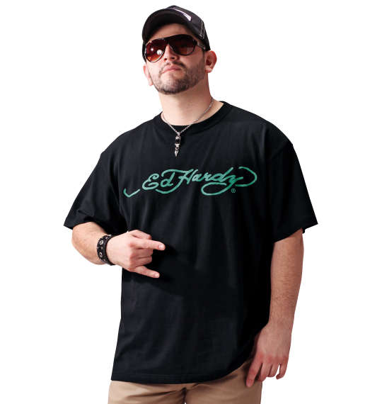 Ed Hardy プリント半袖Tシャツ ブラック