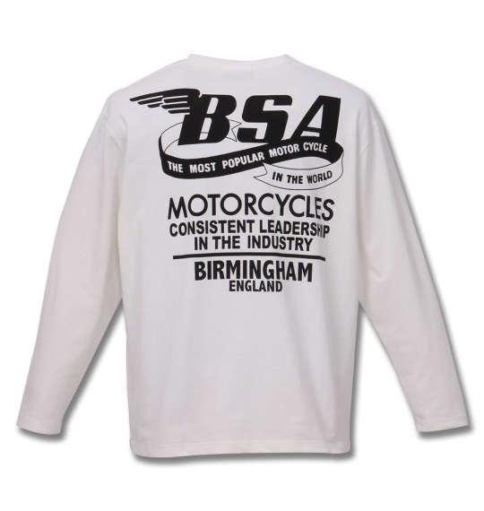 BSA MOTORCYCLES 天竺コンチョ釦ポケット付長袖Tシャツ オフホワイト
