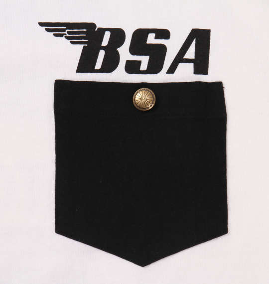 BSA MOTORCYCLES 天竺コンチョ釦ポケット付長袖Tシャツ オフホワイト