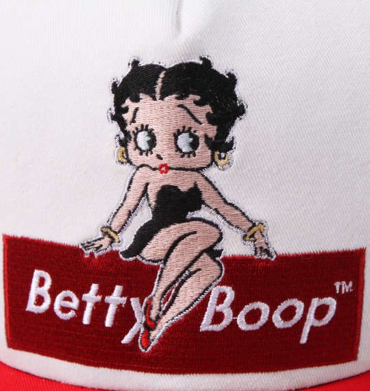 BETTY BOOP 刺繍ツイルメッシュキャップ ホワイト×ブラック