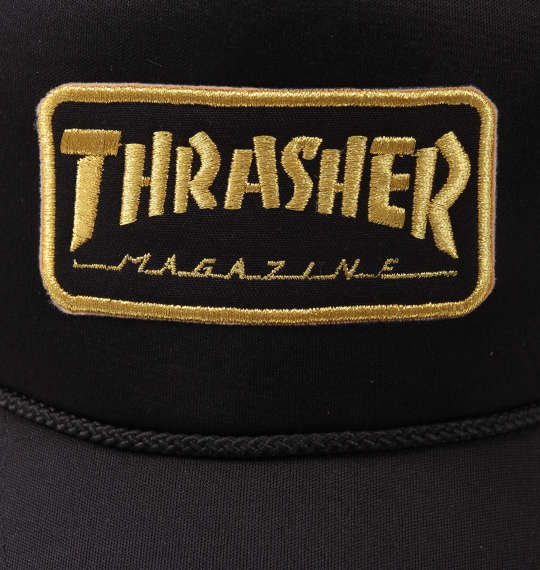 THRASHER ワッペンメッシュキャップ ブラック×ゴールド