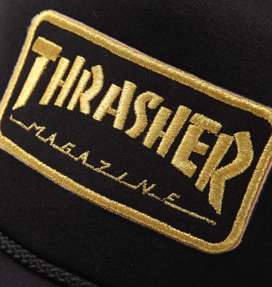 THRASHER ワッペンメッシュキャップ ブラック×ゴールド
