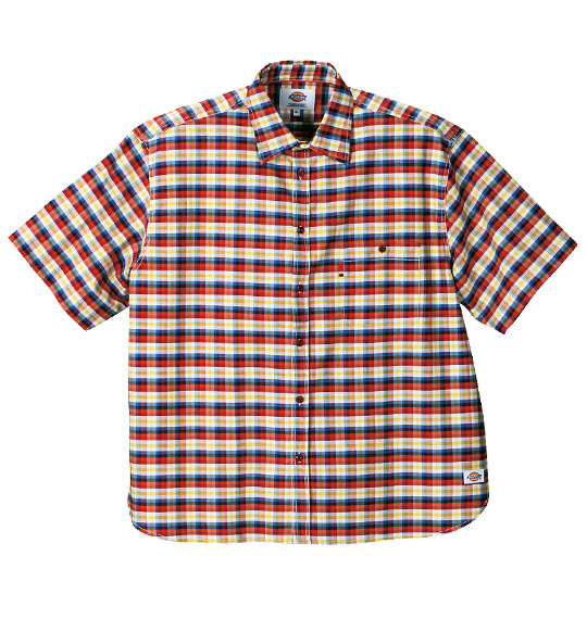 DICKIES チェック半袖シャツ レッド×ブルー