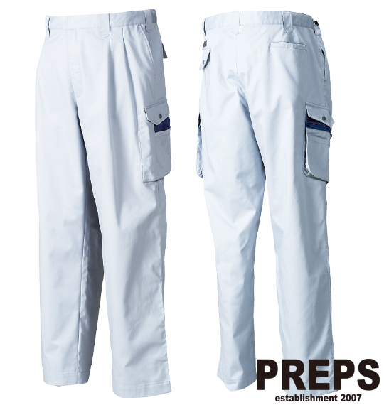 PREPS 作業用ツータックカーゴパンツ シルバーグレー