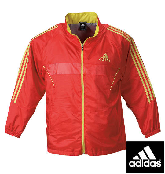 adidas ウインドジャケット レッド×ゴールド