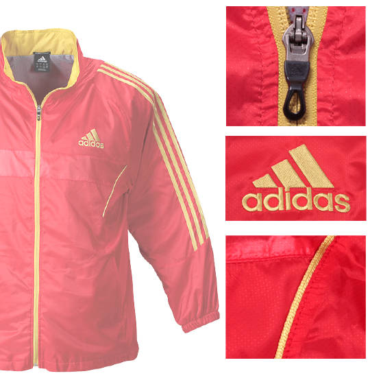 adidas ウインドジャケット レッド×ゴールド