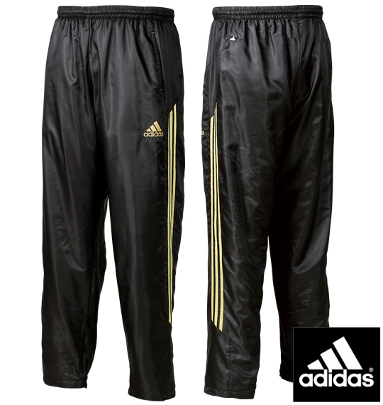adidas ウインドパンツ ブラック×ゴールド