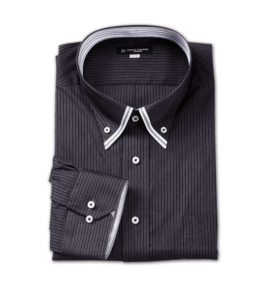 HIROKO KOSHINO HOMME 2枚衿風マイターB.D長袖シャツ チャコール×ブラック