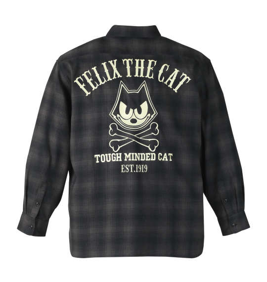 FELIX THE CAT オンブレチェック長袖ネルシャツ チャコール×ブラック