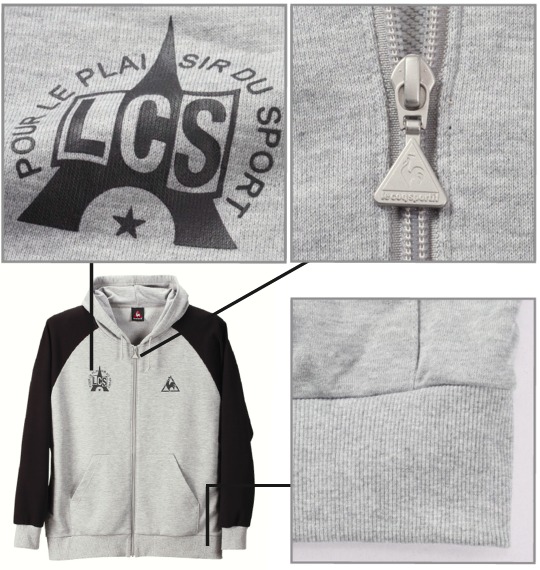 LE COQ SPORTIF パーカートレーナー モクグレー×ブラック