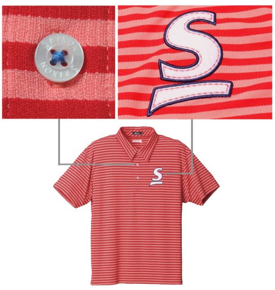SRIXON ドレスシャツ(半袖)+ハイネックT レッド×ホワイト