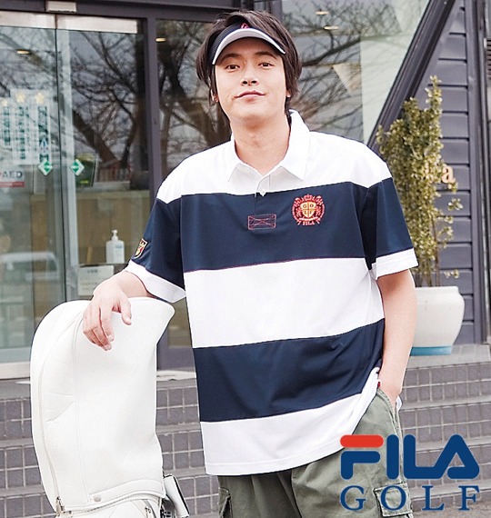 FILA GOLF ポロシャツ半袖 ネイビー×ホワイト