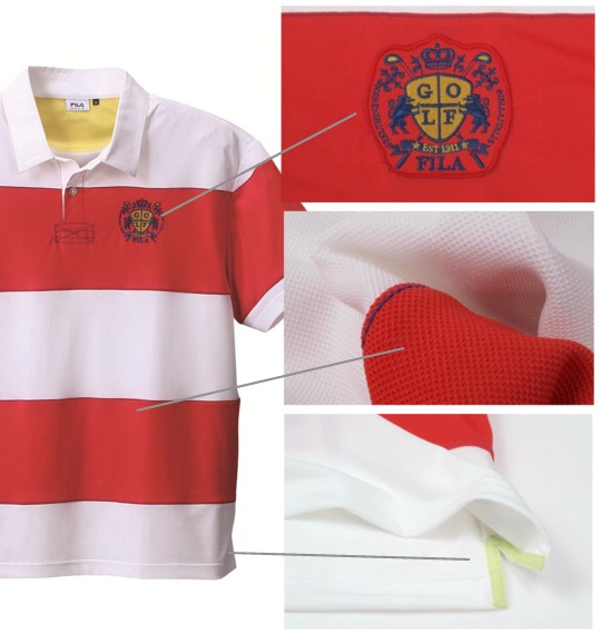 FILA GOLF ポロシャツ半袖 レッド×ホワイト