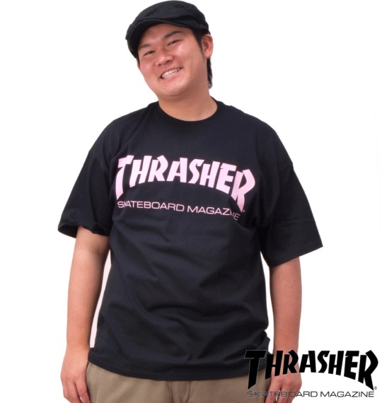 THRASHER Tシャツ(半袖) ブラック×ピンク