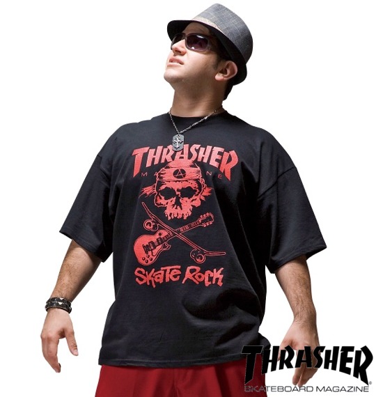THRASHER Tシャツ(半袖) ブラック×レッド